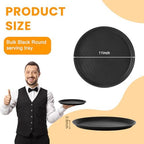 20 Pcs Black Restaurant Serving Trays Bulk, Round Tray, 11 Inch in Black, alternate view 2
