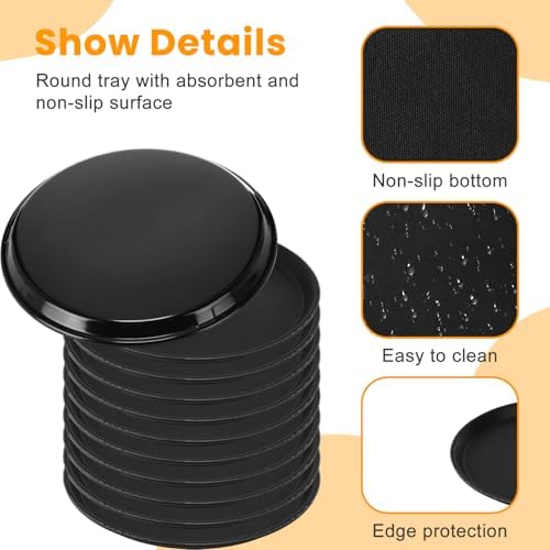 20 Pcs Black Restaurant Serving Trays Bulk, Round Tray, 11 Inch in Black, alternate view 4