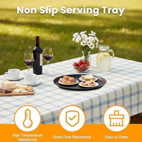 20 Pcs Black Restaurant Serving Trays Bulk, Round Tray, 14 Inch in Black, alternate view 3
