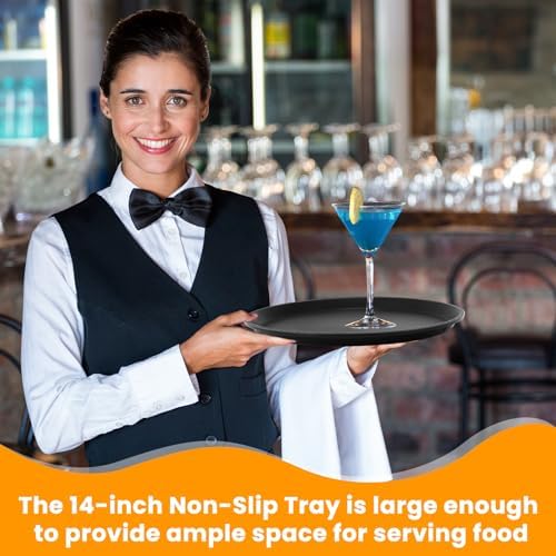 20 Pcs Black Restaurant Serving Trays Bulk, Round Tray, 14 Inch in Black, alternate view 4