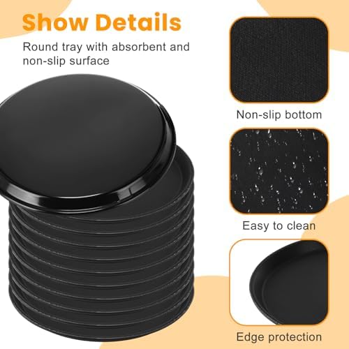 20 Pcs Black Restaurant Serving Trays Bulk, Round Tray, 14 Inch in Black, alternate view 5