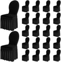 20 Pcs Black Spandex Chair Covers with Skirt for Dining Wedding