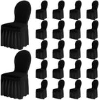 20 Pcs Black Spandex Chair Covers with Skirt for Dining Wedding