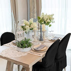 20 Pcs Black Spandex Chair Covers with Skirt for Dining Wedding, alternate view 2