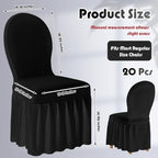 20 Pcs Black Spandex Chair Covers with Skirt for Dining Wedding, alternate view 3
