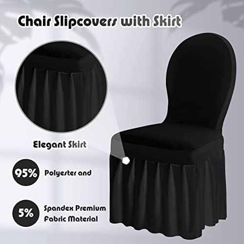 20 Pcs Black Spandex Chair Covers with Skirt for Dining Wedding, alternate view 5