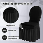 20 Pcs Black Spandex Chair Covers with Skirt for Dining Wedding, alternate view 5