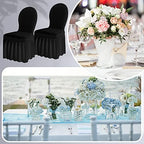 20 Pcs Black Spandex Chair Covers with Skirt for Dining Wedding, alternate view 6