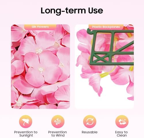 20 PCS Flower Wall Panel 24"x16" Artificial Flowers Wall Decoration Decorative Hydrangea Flower Panels for Home, alternate