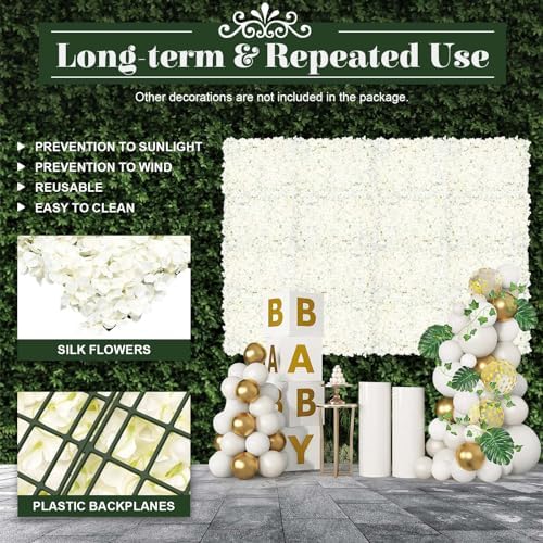 20 PCS Flower Wall Panel Artificial Flowers Wall Decoration 24" x 16" Decorative Hydrangea Flower Panels Wall, alternate view