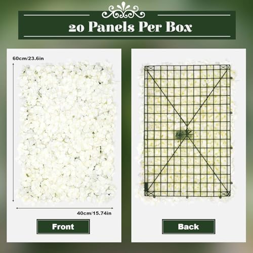20 PCS Flower Wall Panel Artificial Flowers Wall Decoration 24" x 16" Decorative Hydrangea Flower Panels Wall, alternate view