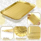 20 Pcs Gold Serving Trays and Platters Bulk Disposable Paper Rectangle Gold Party Platters Decorative Food, alternate view 6