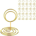 20 Pcs Gold Table Number Holders, 2.5-Inch Place Card Holders With Widened Base, Wire Photo Stands for Tables