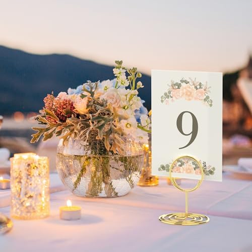20 Pcs Gold Table Number Holders, 2.5-Inch Place Card Holders With Widened Base, Wire Photo Stands for Tables, alternate view