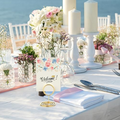 20 Pcs Gold Table Number Holders, 2.5-Inch Place Card Holders With Widened Base, Wire Photo Stands for Tables, alternate view