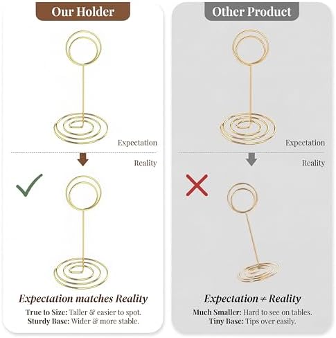 20 Pcs Gold Table Number Holders, 5-Inch Place Card Holders With Widened Base, Wire Photo Stands for Tables, alternate view 4