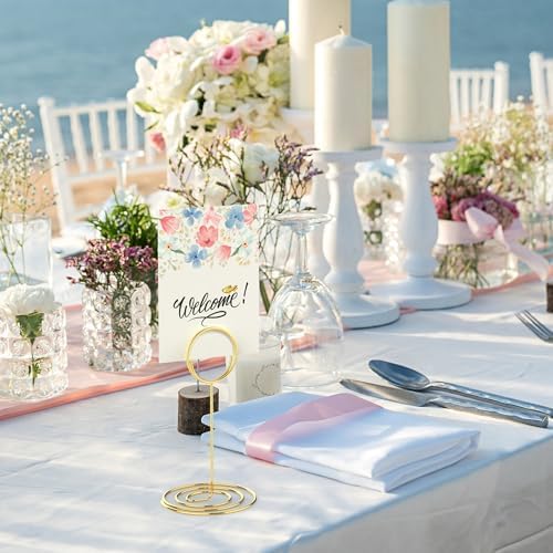 20 Pcs Gold Table Number Holders, 5-Inch Place Card Holders With Widened Base, Wire Photo Stands for Tables, alternate view 6
