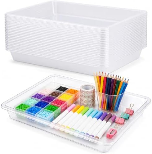 20 Pcs Large Plastic Tray for Serving Food, 16 x 11 Inch, Clear in about 16 x 11 x 1.2 inches/ 40 x 28 x 3 cm in