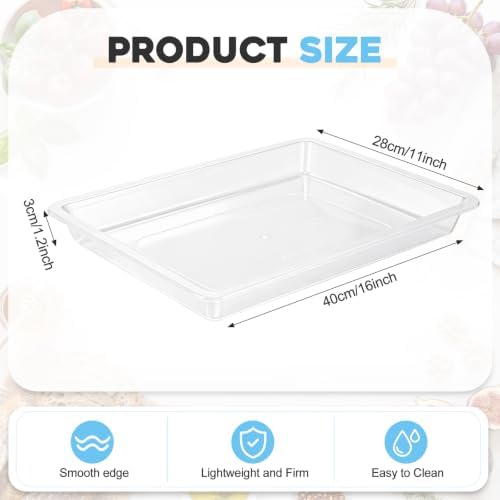 20 Pcs Large Plastic Tray for Serving Food, 16 x 11 Inch, Clear in about 16 x 11 x 1.2 inches/ 40 x 28 x 3 cm in, alternate