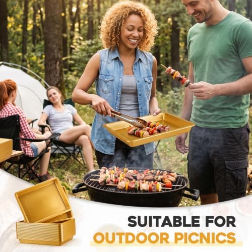 20 Pcs Large Plastic Tray for Serving Food, 16 x 11 Inch, Gold in 16 x 11 Inch in Gold, alternate view 2