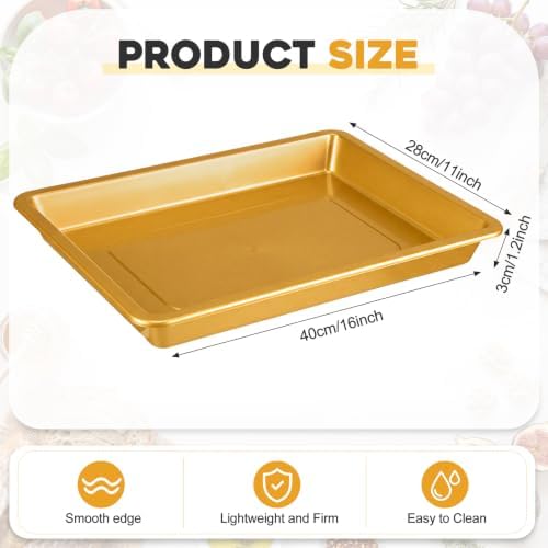 20 Pcs Large Plastic Tray for Serving Food, 16 x 11 Inch, Gold in 16 x 11 Inch in Gold, alternate view 3
