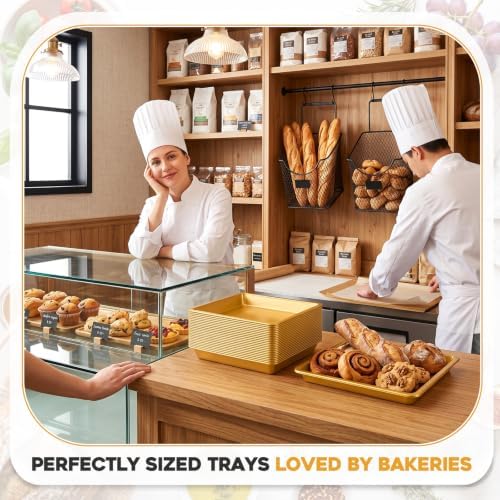 20 Pcs Large Plastic Tray for Serving Food, 16 x 11 Inch, Gold in 16 x 11 Inch in Gold, alternate view 6