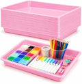 20 Pcs Large Plastic Tray for Serving Food, 16 x 11 Inch, Light Pink in about 16 x 11 x 1.2 inches/ 40 x 28 x 3