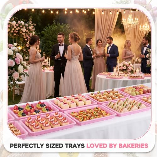 20 Pcs Large Plastic Tray for Serving Food, 16 x 11 Inch, Light Pink in about 16 x 11 x 1.2 inches/ 40 x 28 x 3, alternate