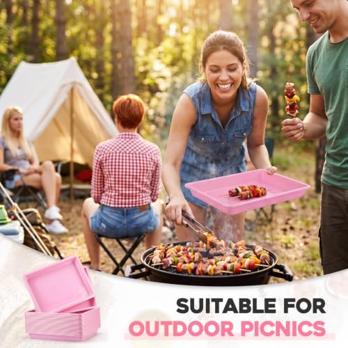 20 Pcs Large Plastic Tray for Serving Food, 16 x 11 Inch, Light Pink in about 16 x 11 x 1.2 inches/ 40 x 28 x 3, alternate