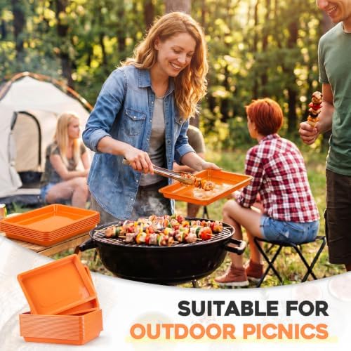 20 Pcs Large Plastic Tray for Serving Food, 16 x 11 Inch, Orange in 16 x 11 Inch in Orange, alternate view 5
