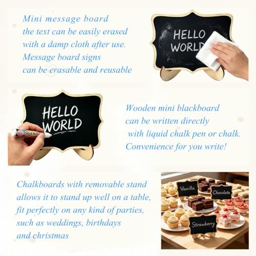 20 PCS Mini Chalkboards Signs, 4 x 3 Small Chalkboard Labels with Stands in Black, alternate view 6