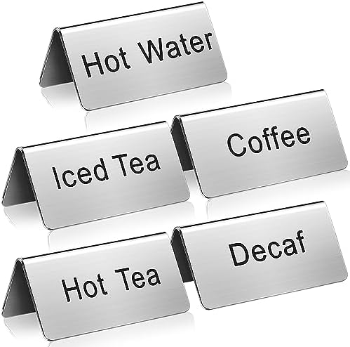 20 Pcs Stainless Steel Table Tent Sign Coffee Signs Tea Beverage Table Display for Party Buffet Restaurant