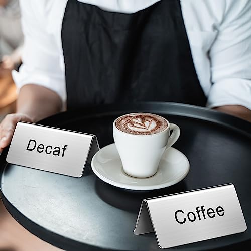 20 Pcs Stainless Steel Table Tent Sign Coffee Signs Tea Beverage Table Display for Party Buffet Restaurant, alternate view 2