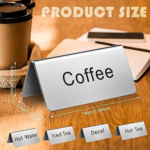 20 Pcs Stainless Steel Table Tent Sign Coffee Signs Tea Beverage Table Display for Party Buffet Restaurant, alternate view 3