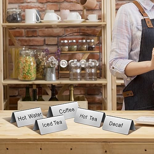 20 Pcs Stainless Steel Table Tent Sign Coffee Signs Tea Beverage Table Display for Party Buffet Restaurant, alternate view 5