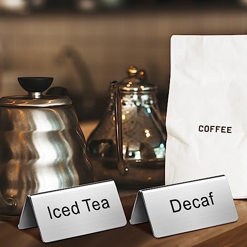 20 Pcs Stainless Steel Table Tent Sign Coffee Signs Tea Beverage Table Display for Party Buffet Restaurant, alternate view 6