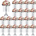 20 Pcs Wedding Centerpieces for Table Crystal Flower Stand, Silver in 13 Inch in Silver