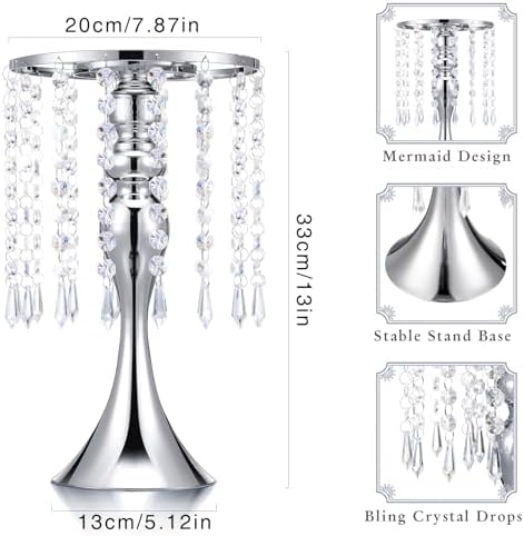 20 Pcs Wedding Centerpieces for Table Crystal Flower Stand, Silver in 13 Inch in Silver, alternate view 3