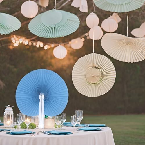 20 Pieces Blue Round Paper Fans, alternate view 2