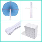 20 Pieces Blue Round Paper Fans, alternate view 3