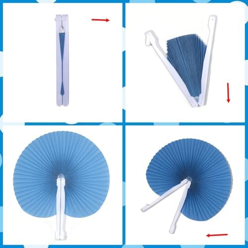 20 Pieces Blue Round Paper Fans, alternate view 6