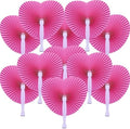 20 Pieces Pink Heart Paper Fans