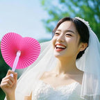 20 Pieces Pink Heart Paper Fans, alternate view 4