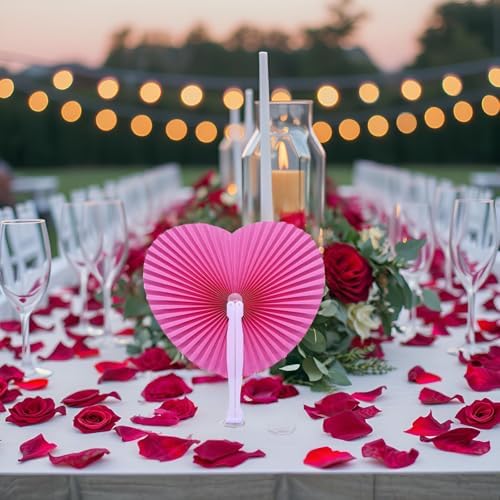 20 Pieces Pink Heart Paper Fans, alternate view 6