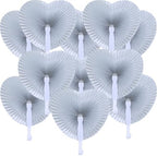20 Pieces Silver Heart Paper Fans