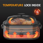 20 QT Electric Roaster Oven with Self-Basting Lid, 3 Compartments, and Keep Warm Function, Full-Range, alternate view 2