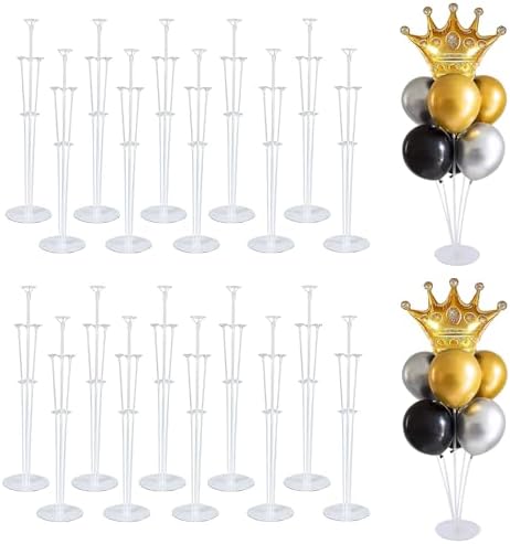20 Set Balloon Stand Kit - Balloon Sticks With Base for Table Balloon Centerpiece Decorations for Birthday