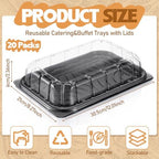 20 Sets Catering Trays with Lids, 12x8.5 Inch Heavy Duty Reusable Plastic Serving Trays with Lids, Catering, alternate view 2
