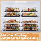 20 Sets Catering Trays with Lids, 12x8.5 Inch Heavy Duty Reusable Plastic Serving Trays with Lids, Catering, alternate view 5