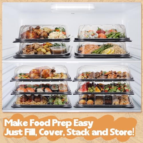 20 Sets Catering Trays with Lids, 12x8.5 Inch Heavy Duty Reusable Plastic Serving Trays with Lids, Catering, alternate view 5